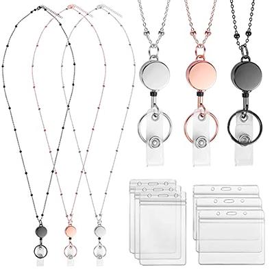 Qiveno 3Piece Retractable Lanyards for ID Badges, Women Retractable  Stainless Steel Necklace with 6 Waterproof Name Card Holder for Teachers  Nurse Work Decorative and Office Staff - Yahoo Shopping