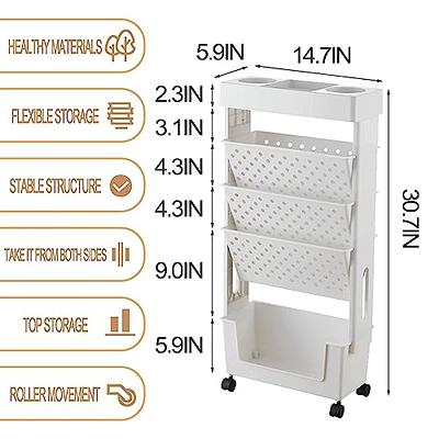 SYKIARIOL Utility Cart with Drawers and Wooden Tabletop,4 Drawers Rolling  Storage Cart,Arts and Crafts Organizer Storage Cart for Bedroom,Kid's