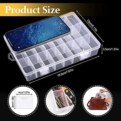 BeadNKnot Clear Plastic Organizer Box Pack of 4, Bead Storage Containers  with 36 Grid Compartments