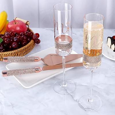 Rose Gold Toasting Flutes for Bride and Groom Champagne 