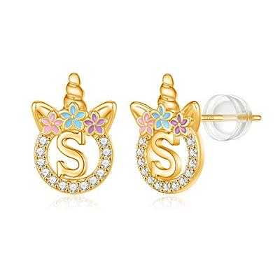 ChicSilver Letter S Earrings for Women 18K Gold Plated Alphabet A-Z Initial  Stud Earrings Cute Kids Earrings for Girls Hypoallergenic - Walmart.com