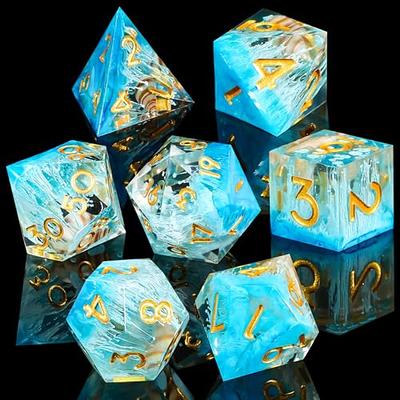 MGDIEO Resin DND Dice,7 pcs Handmade Sharp Edged Dice Set,Polyhedral Dice  Set for Dungeons and Dragons Dice,D&D Dice with Gift Case,RPG RPG MTG Role  Playing Game Dice (Blue Conch) - Yahoo Shopping