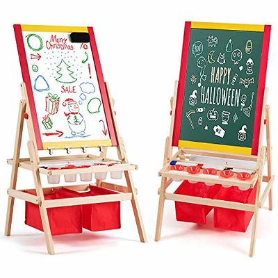 Woodenland Art Easel for Kids, 360° Rotatable Double-Sided Easel with  Magnetic Whiteboard and Chalkboard, Wooden Easel for 3,4,5,6,7,8 Years Old  Boy 