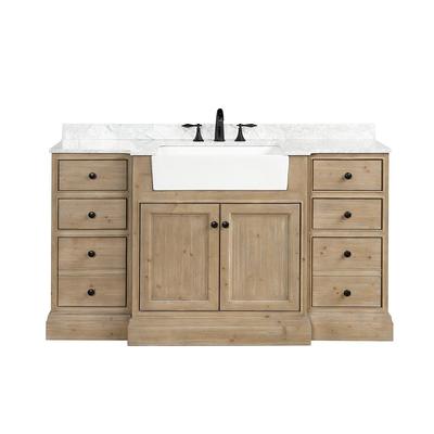 Ari Kitchen And Bath Kelly 60 In Single Bath Vanity In Weathered Fir With Marble Vanity Top In Carrara White With Farmhouse Basin Yahoo Shopping