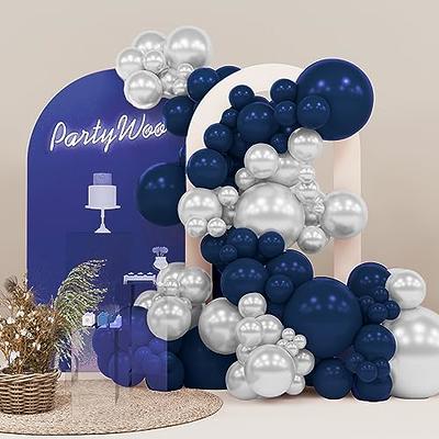 PartyWoo Blue and White Balloons 100 Pcs 12 inch Royal Blue Balloons Light Blue Balloons White Balloons Blue Balloons Latex Balloons for Boys