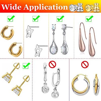  Locking Earring Backs for Studs,18k Gold Silicone