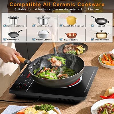 Electric Cooktop Single Burner, 1800W Ceramic Cooktop with Child Safety Lock,Timer,9 Power Level, Electric Stove Top Compatible for All Cookware