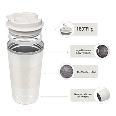 Travel Coffee Mug Spill Proof Leakproof 16 oz Insulated Coffee Mug with  Screw Lid, Stainless Steel Vacuum Tumbler Reusable Thermal Coffee Cup to go