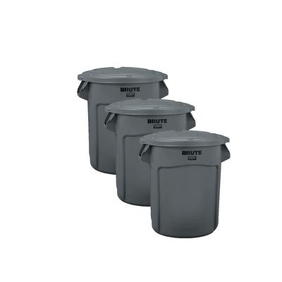 Rubbermaid FG262000DGRN 20 gallon Brute Trash Can - Plastic, Round, Food  Rated