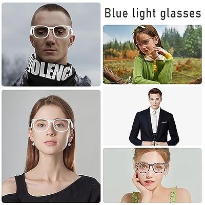 livho 2 Pack Blue Light Blocking Glasses, Computer Reading/Gaming/TV/Phones  Glasses for Women Men,Anti Eyestrain & UV Glare (Light Black+Clear)