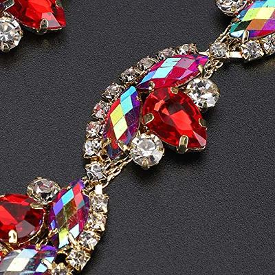 TOPINCN Flower Shaped Diamond Crystal Rhinestone Chain Bridal