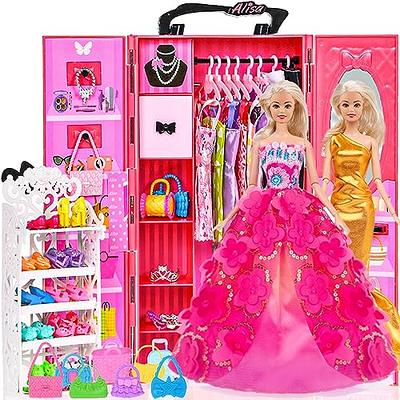 146pc Doll Dream Closet Wardrobe Doll Clothes and Accessories for
