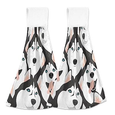 KOPIRIT Husky Dogs Hand Towels Set of 2 Soft Absorbent Decorative