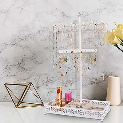 Metal Jewelry Organizer with Ring Tray, Gold