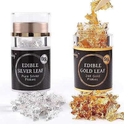 Cobakey Genuine Gold Flakes Edible for Cake Decoration (Cupcake, Chocolate,  Steak, Drink & Cooking), 30mg Edible Gold Leaf Flakes with Edible Dust