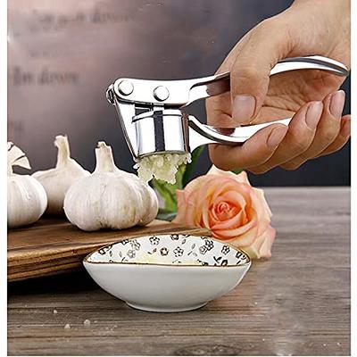 Garlic Press Rocker-Made of 304# Stainless Steel-with Silicone Roller  Peeler and Cleaning Brush (Three-piece Suit)-Kitchen Gadgets - Yahoo  Shopping