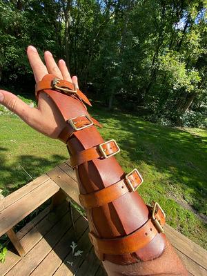 JAOYU Leather Arm Guard Bracers for Men Wide Gauntlet Medieval