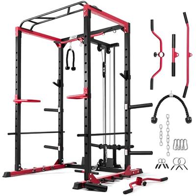 Mikolo Smith Machine Home Gym, Multi-Functional Squat Rack with Cable  Crossover System, Workout station with Weight Bar, Dip Bars,Bend Peg and  Other Functional Attachments 