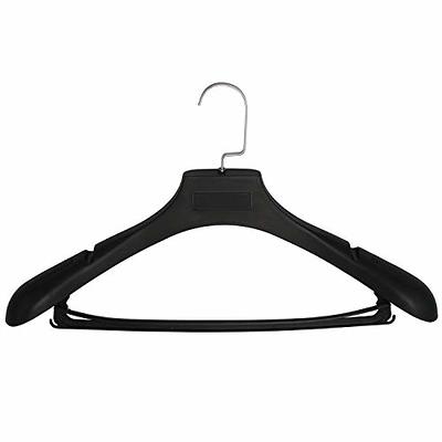 Hanger Central Recycled Black Heavy Duty Plastic Outerwear Hangers with  Long Polished Metal Swivel Hooks, 19 Inch, 10 Set