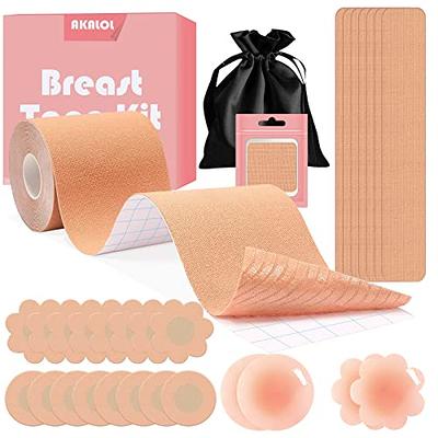 VBT Boob Tape, Breast Tape for Breast Lift with 1 Breast Lift Tape, 10  Pairs Satin Bra Petals, 1 Pair Silicone Nipple Stickers, 36 PCS Double  Sided