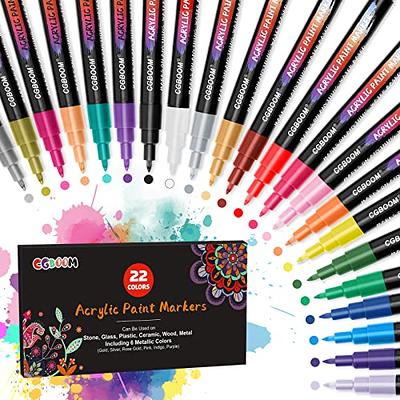 HTVRONT Acrylic Paint Pens - 24 Color Dual Tip Acrylic Paint Markers for  Adult Coloring, Smooth Ink Flow Acrylic Pens, Erasable Odorless Paint Pen  for Rock Painting Glass Wood Metal Canvas Ceramic