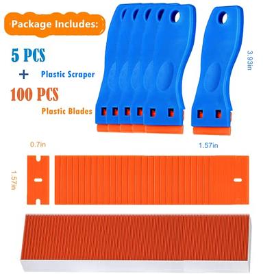 2 Plastic Razor Blade Scraper 100Pcs Blades Adhesive Sticker Decal