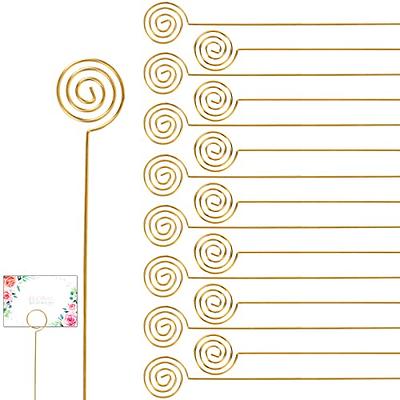 40 Pcs Flower Card Holder Stick, Metal Wire Floral Place Card Holder,  Golden Round Shape Card Holders, Floral Card Holder Picks Flower Ring Loop  for