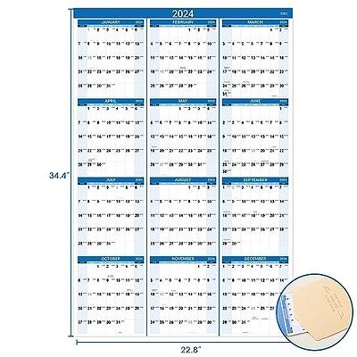 2024 Yearly Wall Calendar with Holidays, Full Year Calendar One Page,  Annual Year Wall Calendar with Stickers, Horizontal, 24X 33 (Open), Paper