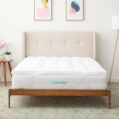 Linenspa Essentials 74-in D Cotton Full Hypoallergenic Mattress Topper in  White