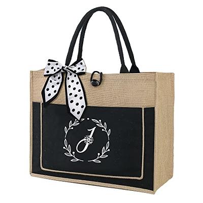 Name & Initial Embroidered Large Canvas Tote Bag