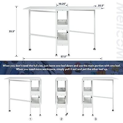 MELLCOM Home Hobby Craft Table with Storage Shelves, Mobile Folding Cutting  Table for Large Fabric, Foldable Table for Home Office Sewing Room Craft  Room, Fixed Height 35.5in - Yahoo Shopping