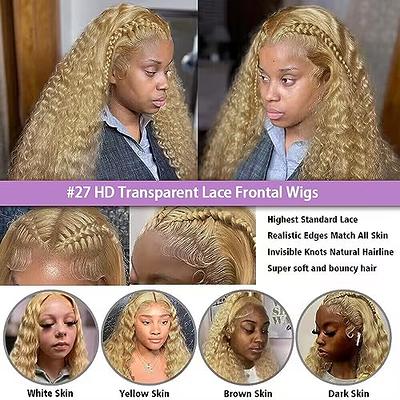 Honey Blonde Curly Lace Front Wig Human Hair 13x4 HD Lace human Hair Wig  for Women #