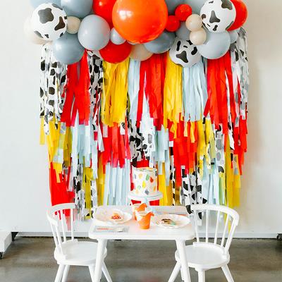 Cow First Birthday Party Decorations, 1st Birthday Boy Decoration Blue Party Supplies Include One Banner, Cow Printed Latex Balloons Kit First