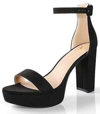 Black Block Heels, Black Heels, Wedding Shoes, Shoes for Women, Black Ankle  Strap, Satin, Stiletto,bridal Heels, Black Block Heels Sandals, - Etsy