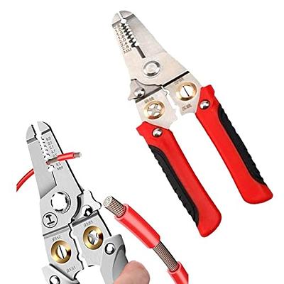 Wire Strippers Multi-Functional Wire Splitting Pliers Crimper Cable Cutter  Wire Stripping Tool and Multi-Function Hand Tool, Red, one-size