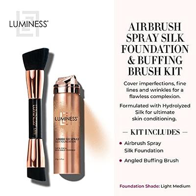 LUMINESS Silk Airbrush Spray Foundation & Buffing Brush Kit – Full Coverage  Foundation & Dual-Sided Buffing Brush - Buildable Coverage, Anti-Aging  Formula Hydrates & Moisturizes (Shade - Light Medium) - Yahoo Shopping