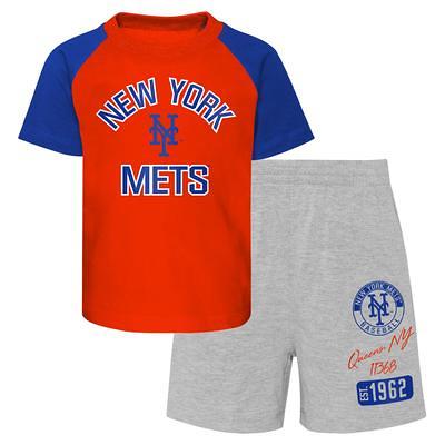 New York Mets Tiny Turnip Infant State Outline Raglan 3/4 Sleeve T-Shirt -  White/Royal