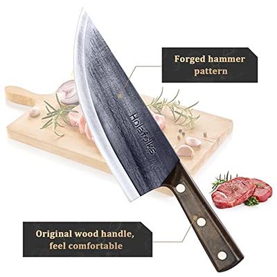 XYJ FULL TANG 6 Inch Kitchen Chef Knife High Carbon Steel Slicing Cleavers,  Boning Knife Chef Fishing Knives For Camping Kitchen or Outdoor BBQ Butcher  Knife With Carrying Leather Sheath 
