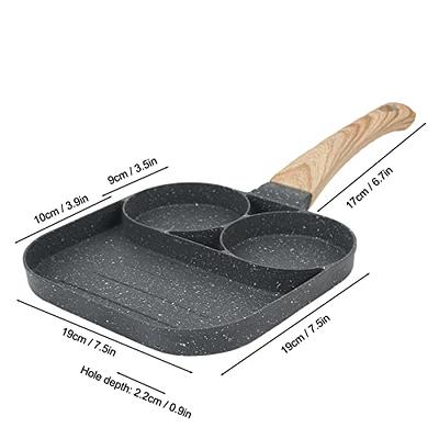 Nonstick Egg Frying Pan - 3 Section Square Grill Pan Divided