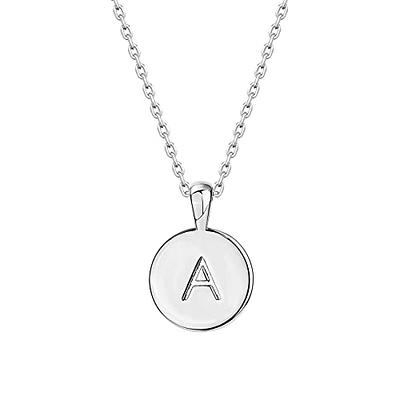 PAVOI 14K White Gold Plated Letter Necklace for Women