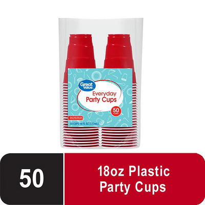 Hefty Party on Disposable Plastic Cups, Red, 18 Ounce, 25 Count