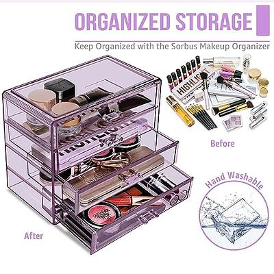 Sorbus Bamboo Makeup Organizer, Multi-Purpose Storage for Skincare, Toiletries, Desktop, Household Items, Display Stand Shelf