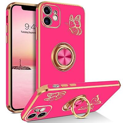  for iPhone 14 Designer Case,Luxury Elegant Phone Case with  Kickstand Ring Stand for Women Girls Soft TPU Metal Edges Shockproof  Protective Cover Black : Cell Phones & Accessories