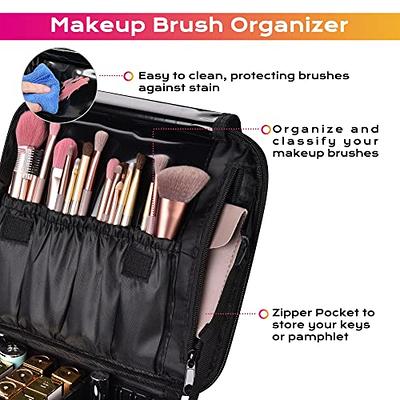 Relavel Travel Makeup Train Case Makeup Cosmetic Case Organizer Portable  Artist Storage Bag with Adjustable Dividers for Cosmetics Makeup Brushes