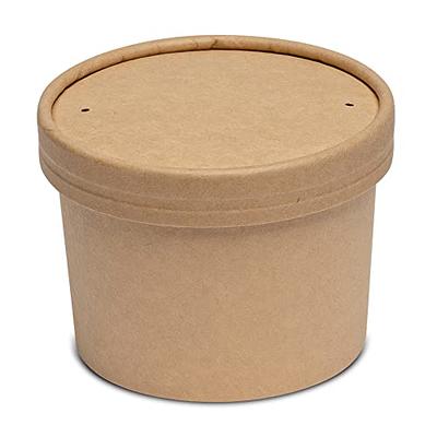 8 Oz. Disposable Brown Paper Soup Containers With Plastic Lids 