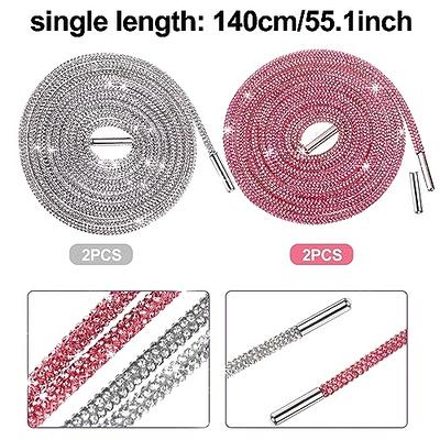 Beupy 4 Pieces Rhinestone Shoe Laces Glitter Rope, 55'' Crystal