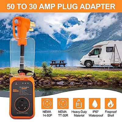 CICMOD 50 Amp to 30 Amp RV Adapter with Surge Protector 8000 Joules RV  Circuit Analyzer with Waterproof Cover, Anti-Theft Guard Surge Power  Voltage Protection for Camper Travel Trailer (50M/30F) - Yahoo Shopping