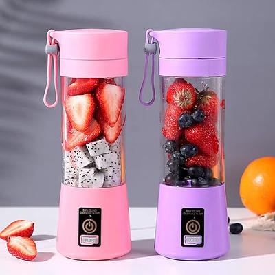 Mini Fruit Juice Mixer with USB Rechargeable, Personal Size Blender for Smoothies and Shakes, Pink, Clear
