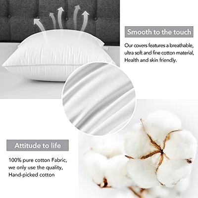 Oubonun 18 x 18 Throw Pillow Inserts, Firm and Fluffy Decorative Square  Pillows for Couch Bed Sofa with Soft Cotton Cover White Cushion with Down