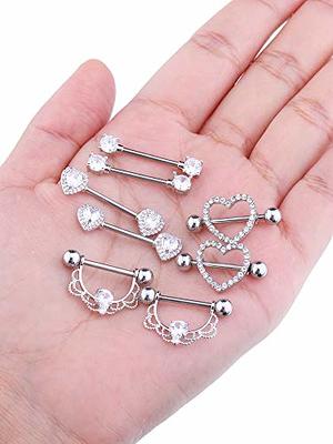  Tatuo 4 Pairs Stainless Steel Nipple Rings Tongue Ring Piercing  Body Jewelry Barbell CZ Heart Shape Rings for Women Girls (Gold Bar and  White Zirconia) : Clothing, Shoes & Jewelry